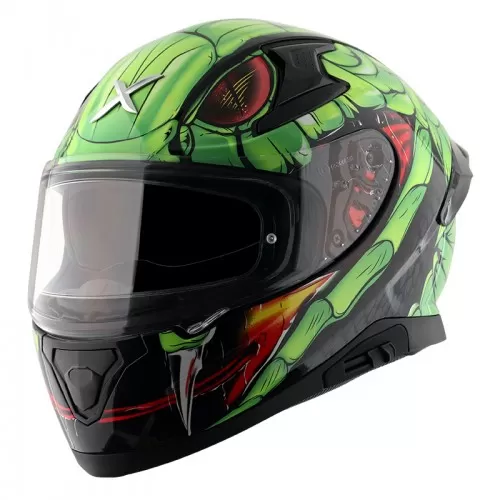 AXOR Apex Venomous black neon green for man and women with double visor and antifog and pin lock